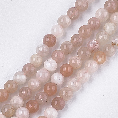 Honeyhandy Natural Sunstone Beads Strands, Grade A, Round, 4mm, Hole: 0.8mm, about 84~90pcs/strand, 15.1 inch