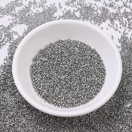 MIYUKI Delica Beads Small, Cylinder, Japanese Seed Beads, 15/0, (DBS0038) Palladium Plated, 1.1x1.3mm, Hole: 0.7mm; about 35000pcs/10g