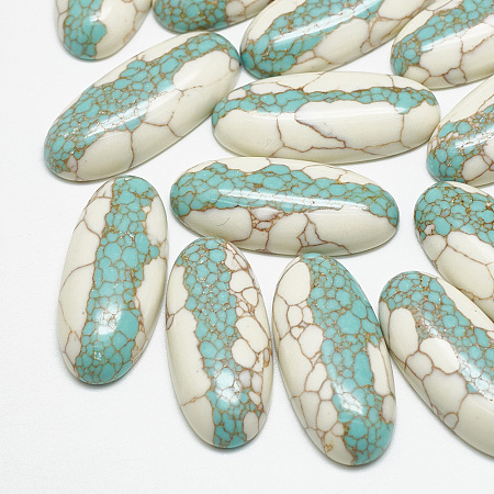 Nbeads Synthetic Turquoise Cabochons, Oval, 30.5x13.5x6mm