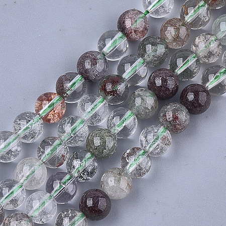 Arricraft Natural Green Lodolite Quartz/Garden Quartz Beads Strands, Round, 8mm, Hole: 1mm, about 45~48pcs/strand, 15.3 inches