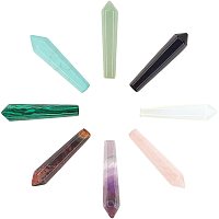 NBEADS 8 Pcs Single Point Stones Healing Crystal Beads Gemstone Bullet Pointed Beads Crystals and Healing Stones 6 Faceted Reiki Chakra Stones Meditation Therapy