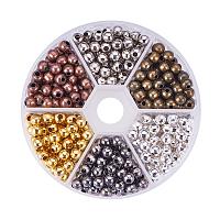 PandaHall Elite About 420pcs 6 Colors 5mm Iron Round Spacer Beads Smooth Round Tiny Metal Beads for Necklaces Bracelets Jewelry Making