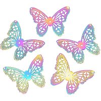 CHGCRAFT 50pcs Rainbow Color Butterfly Pendants Filligree Butterfly Charms 201 Stainless Steel Hollow Butterfly Beads Pendants for DIY Bracelet Necklace Jewelry Making 32x39.5x0.2mm, Multi-Color