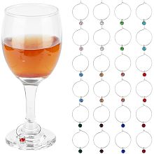 NBEADS 24 Pcs 12 Colors Birthstone Wine Glass Charm Markers Tags, Faceted Glass Birthstone Wine glass Charm Rings for Glasses Tumbler Cup Wine Tasting Party Gift