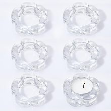 AHANDMAKER 4pcs Glass Candle Tray, Crystal Candle Dish Candle Tray Decorative Pedestal Candle Stand Candle Tray Canle Holder 1.6 Inches in Diameter for Dining Room Tabletop Decoration Display