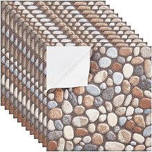 BENECREAT 20 Sheet Cobblestone Tile Stickers Peel and Stick, Backsplash Tile 3D Wall Stickers 15x15cm/6x6" for Bathroom, Kitchen and Living Room