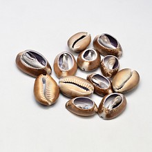 Honeyhandy Natural Cowrie Shell Oval Beads, No Hole, Camel, 26~35x14~25mm, about 130pcs/500g