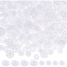 NBEADS 200 Pairs 2 Styles Resin Clear Snap Fasteners Buttons, 在Transparent Round Press Buttons Invisible Sewing on Snaps for Bags, Shirts, Clothing, DIY Craft