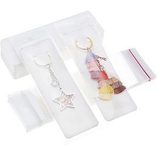 PandaHall Elite 100pcs Keychain Display Cards White Keychain Display Paper Keychain Card Holder with 100pcs Transparent Self-Sealing Bags for Small Business Selling Bracelet Keyring Packaging, 2×5.9"