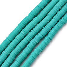 Honeyhandy Handmade Polymer Clay Beads Strands, for DIY Jewelry Crafts Supplies, Heishi Beads, Disc/Flat Round, Light Sea Green, 8x0.5mm, Hole: 2mm, about 350pcs/strand, 15.75''(40cm)