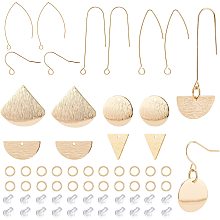 BENECREAT 16pcs Triangle Textured Brass Charms 16pcs Earring Hooks 20pcs Jump Rings 50pcs Ear Nuts, Earring Hooks Kit for DIY Earring Making