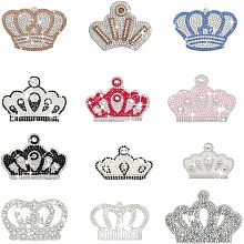 CHGCRAFT 13 Styles Crown Rhinestone Clothes Patches Crown Shape Hotfix Rhinestone Patches Iron on Patches for Clothing Repair Dress Shoes Garment Decoration DIY Gift