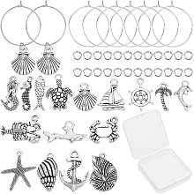 SUNNYCLUE 1 Box 16 Sets Ocean Theme Wine Glass Charms Identifiers Markers Tags Alloy Sea Animal Pendants & 16Pcs Ring Charm & 40Pcs Jump Ring for DIY Jewelry Making Party Favors Decorations