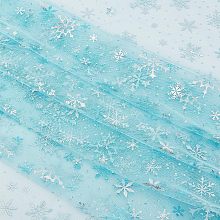 BENECREAT 118x78inch Snowflake Mesh Fabric, Classic Style Background Decorative Fabric for DIY Handmade Clothing Wedding Dress Home Decor, 0.1mm Thick, Light Sky Blue