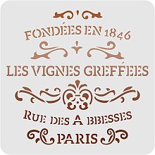 FINGERINSPIRE French Label Les Vignes Greffes Stencils Template 30x30cm/11.8x11.8inch Plastic Les Vignes Greffes Drawing Painting Stencils Square Reusable Stencils for Walls and Crafts