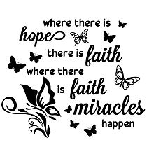 SUPERDANT Wall Decals Inspirational Quotes Wall Stickers Bible Verse Scripture Where There is Hope There is Faith Wall Decal Prayer Faith Church Wall Sticker Home Vinyl Art Family Wall Decor