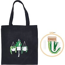 NBEADS Canvas Tote Bag Embroidery Kit, Beginner Personalized Canvas Bag Stitch Kits with Pattern Including Embroidery Bag, Bamboo Embroidery Hoops, Needle and Color Threads for DIY Crafts