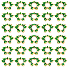 DICOSMETIC 30Pcs Alloy Enamel Bead Frame, Lotus Flower, Green, Golden, 14x19x4mm, Hole: 1.6mm, Inner: 6mm