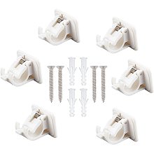 GORGECRAFT 6 Sets Wndow Hardware Rod Holders Curtain Pole Bracket Self-Adhesive Pole Bracket Hanger No Drill Brackets Fixing Holders Drapery Pole for Bathroom Kitchen Home Bathroom