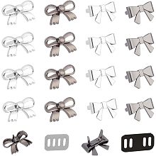 GORGECRAFT 16 Sets 4 Styles Removable Shoe Buckles Metal Bowknot Purse Decoration Clasp Black White Zinc Alloy Buckle Clips with Gasket for Shoes Bags Clothing Wedding Sewing Crafts Accessories