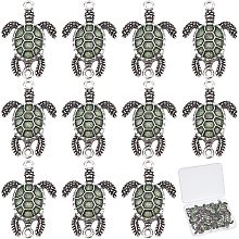 SUNNYCLUE 1 Box 20Pcs Antique Silver Turtle Charms Bulk Alloy Connectors with Enamel Sea Turtle Pendants Double Loops Ocean Animal Metal Charms for Jewellry Making Charms Necklace Bracelet Craft