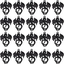 SUNNYCLUE 1 Box 50Pcs Dragon Charms Flying Dragon Charm Tibetan Style Electroplated Black Dragon Pterosaur Animal Charms for Jewelry Making Charm Courage Earrings Necklace Bracelet DIY Supplies Adult