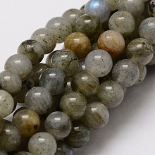 Honeyhandy Natural Labradorite Round Beads Strands, 6mm, Hole: 1mm, about 57~60pcs/strand, 15 inch