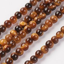 Honeyhandy Natural Tiger Eye Bead Strand, Grade AA, Round, 3mm, Hole: 0.8mm, about 127pcs/strand, 15.7 inch(40cm)