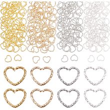 AHANDMAKER 320 Pcs Twist Open Jump Rings, 4 Colors Heart Shape Jump Ring Light Gold Platinum Rings Connectors Jewelry Findings for Bracelet Necklace Earring Keychain Link Jewelry Making, 11.5x14x1mm