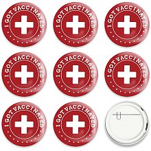 GLOBLELAND 9 Pcs Cartoon Vaccine Button Pins I Got Vaccinated Red for Men's/Women's Brooches or Doctors, Nurses, Hospitals, 2-1/4 Inch