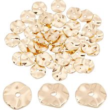 PandaHall Elite 50PCS 14k Gold Plated Spacer Beads, 8mm Flat Round Metal Beads Brass Wavy Disc Beads Jewelry Loose Beads for DIY Bracelet Necklace Earring Craft Supplies, Hole: 1.2mm