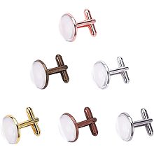 Arricraft 24pcs 6 Color Cufflinks Cuff Button Cabochons Frame Tray Bezel Cufflink Blanks Setting with Dome Clear Glass Covers Cabochons for Picture Cuff Button Making, Tray: 16mm