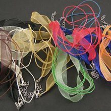 NBEADS 100 Strands Jewelry Making Necklace Cord, with 2 Threads Wax Cord, Organza Ribbon and Iron Findings, Mixed Color, 17"