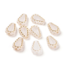 Honeyhandy Plating Acrylic Beads, Golden Metal Enlaced, Frosted, Teardrop, Moccasin, 17x12x6mm, Hole: 1.8mm, about 755pcs/500g