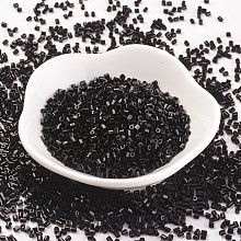 MGB Matsuno Glass Beads, Japanese Seed Beads, 11/0 Opaque Round Hole Glass Seed Beads, Two Cut, Hexagon, Black, 2x2x2mm, Hole: 0.8mm, about 44000pcs/bag, 450g/bag