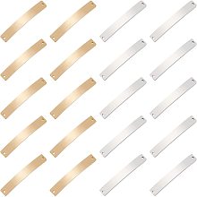 DICOSMETIC 20Pcs 2 Colors Stainless Steel Blank Tags Rectangle Stamping Blanks Bar Link Charms Pendants with Two 1.2mm Holes for Jewelry Making and DIY Craft