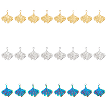 DICOSMETIC 24Pcs 3 Colors 201 Stainless Steel Pendants, Ginkgo Leaf, Mixed Color, 27x23x2mm, Hole: 3mm, 8pcs/color