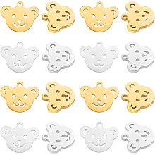 UNICRAFTALE 12Pcs 2 Colors Cute Bear Pendants Teddy Bear Charms Ion Plating 201 Stainless Steel Bear Jewellery Making Charms 1.2mm Hole Necklace Pendants for Jewellery Making