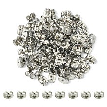 Honeyhandy 304 Stainless Steel Ear Nuts, Friction Earring Backs for Stud Earrings, Stainless Steel Color, 6x4.5x3mm, Hole: 0.8mm