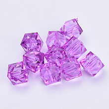 Honeyhandy Transparent Acrylic Beads, Faceted, Cube, Dark Violet, 8x8x7.5mm, Hole: 1.4mm, about 1730pcs/500g