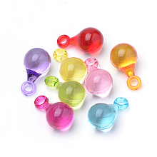 Honeyhandy Transparent Acrylic Pendants, teardrop, Mixed Color, 22.5x12.5x11.5mm, Hole: 3mm, about 380pcs/500g