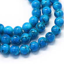 Honeyhandy Baking Painted Glass Beads Strands, Round, Dodger Blue, 8.5~9mm, Hole: 1.5mm, about 105pcs/strand