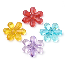 ARRICRAFT Transparent Acrylic Beads, Flower, Mixed Color, 23.5x21.5x5mm, Hole: 2mm