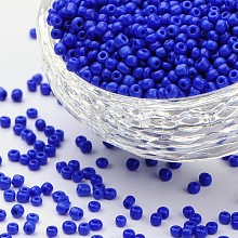 Honeyhandy Glass Seed Beads, Opaque Colours Seed, Round, Blue, Size: about 2mm in diameter, hole:1mm, about 6666pcs/100g