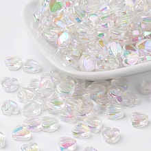 Honeyhandy Transparent Acrylic Beads, Heart, Clear AB, 8x8x3mm, Hole: 1.5mm, about 2800pcs/500g