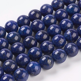 Arricraft Natural Lapis Lazuli Beads Strands, Dyed, Round, Blue, 10mm, Hole: 1mm