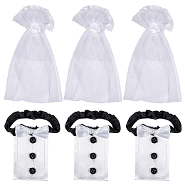 CRASPIRE 3 Sets Bride and Groom Wine Bottle Covers Wedding Wine Decoration Bridal Shower Gifts Bachelorette Party Favor Wedding Table Centerpieces Decoration Wedding Accessory