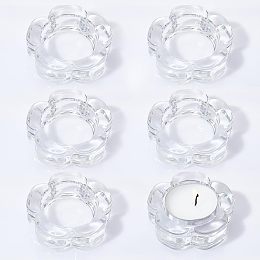 AHANDMAKER 4pcs Glass Candle Tray, Crystal Candle Dish Candle Tray Decorative Pedestal Candle Stand Candle Tray Canle Holder 1.6 Inches in Diameter for Dining Room Tabletop Decoration Display