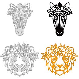 GLOBLELAND 2Pcs Zebra and Tiger Metal Cutting Dies Animals Die Cuts for DIY Scrapbooking Easter Birthday Valentine's Day Cards Making Album Envelope Decoration,Matte Platinum