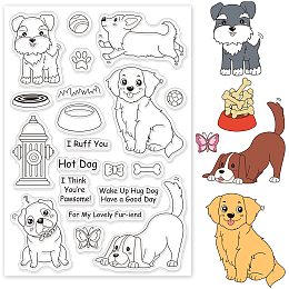 GLOBLELAND Dogs Silicone Clear Stamps Animals Golden Retriever Corgi Sherrari Transparent Stamps for Holiday Greeting Cards Making DIY Scrapbooking Photo Album Decoration Paper Craft